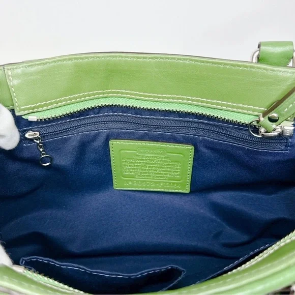 Coach Hamptons Green Pebbled Leather Braided Belt Satchel Handbag Y2K $398 - Picture 10 of 13